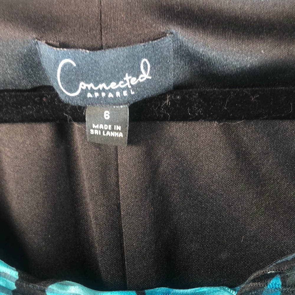 Gorgeous Sheer-Overlay Dress Aqua & Black Swag Neck Sz 6 - Picture 3 of 8